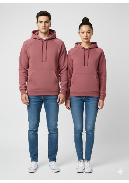 Unisex Içi Polarlı Kapüşonlu Sweatshirt