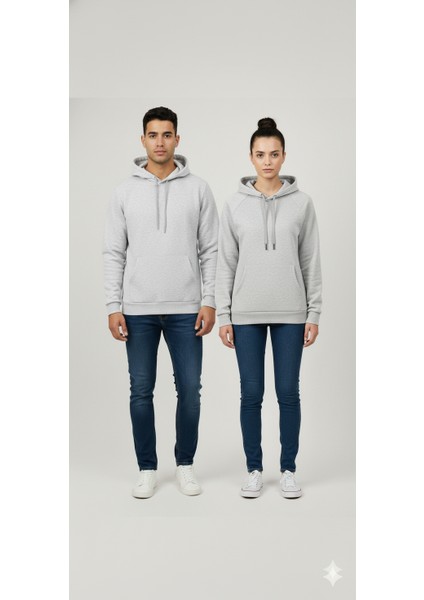 Unisex Içi Polarlı Kapüşonlu Sweatshirt