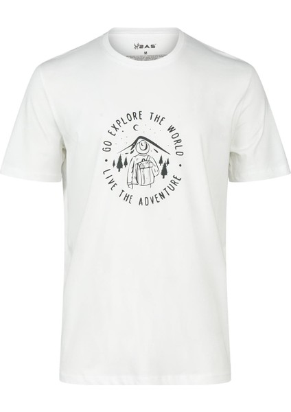 Alex Baskılı Erkek Sıfır Yaka T-Shirt Beyaz fırsatları