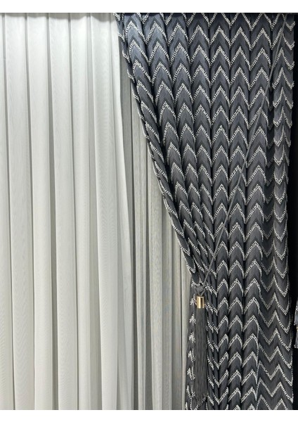 Pano Fon V-Püsküllü Gri Tek Kanat Aksesuar Hariç