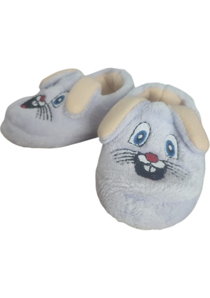 Tavşan Desenli Peluş Bebek Pandufu – Kaymaz Taban, Sıcak Tutan Ev Ayakkabısı