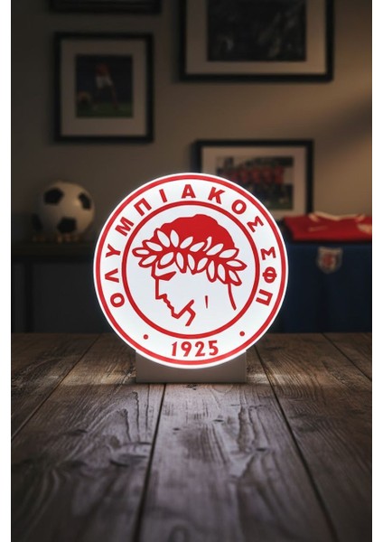Olimpiakos Takım Logosu Tasarımlı Dekoratif Aydınlatma