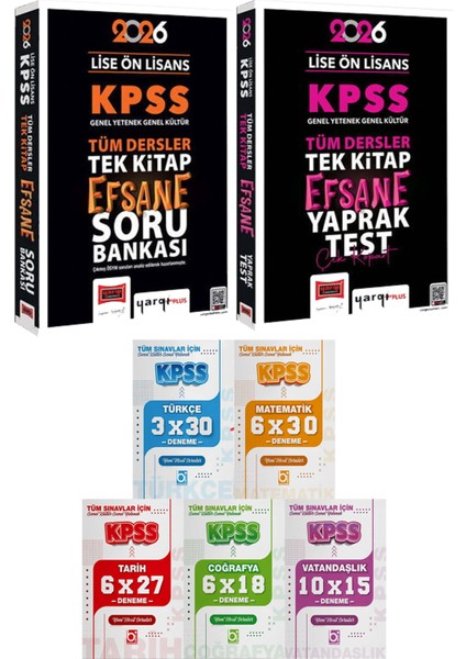 2026 Kpss Lise Ön Lisans Tek Kitap Efsane Soru Yaprak Test - 5 Ders 31 Deneme