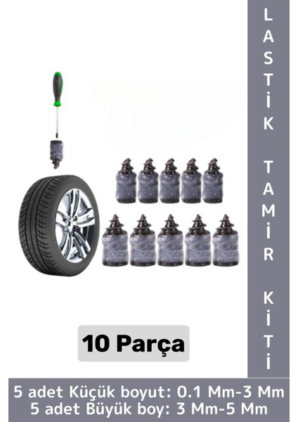 Kompakt Motosiklet Otomobil Acil Durum Tamirat Lastik Tamir Kiti Kauçuk 0.1-5 mm Vida Seti 10 Parça