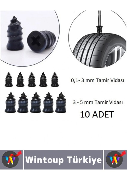 Kompakt Motosiklet Otomobil Acil Durum Tamirat Lastik Tamir Kiti Kauçuk 0.1-5 mm Vida Seti 10 Parça modelleri