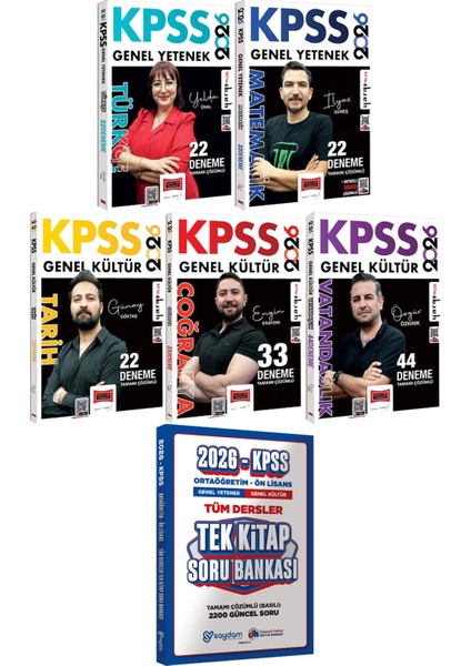 2026 Kpss Türkçe Matematik Tarih Coğrafya Vatandaşlık 143 Deneme - Ortaöğretim Ön Lisans Tek Kitap Soru