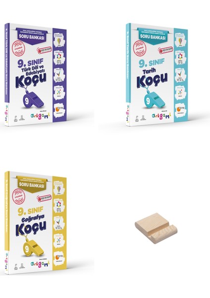 Origami 9. Sınıf Edebiyat Tarih ve Coğrafya Soru Bankası 3lü Set + Telefon Standı