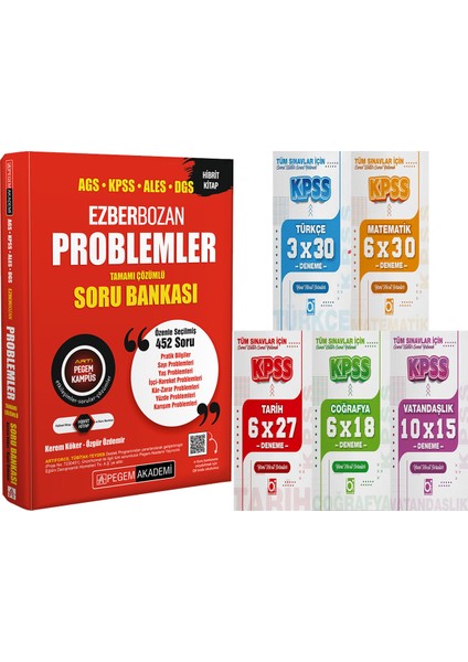 2026 Ags Kpss Ales Dgs Ezberbozan Problemler Çözümlü Soru Bankası - 5 Ders 31 Deneme