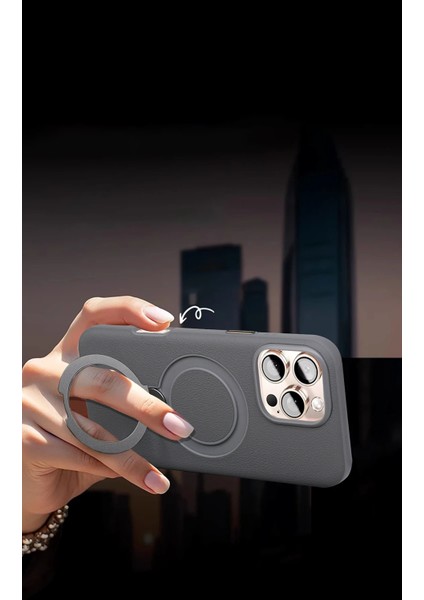 iPhone 16 Pro Vapor Deri Magsafe Standlı Kılıf - Gold fırsatları