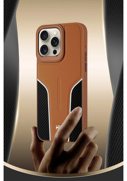 iPhone 15 Pro HBC-264 Lambor Karbon Fiber Sport Kapak - Derin Mor modelleri