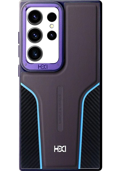 Samsung Galaxy S24 Ultra HBC-264 Lambor Karbon Fiber Sport Kapak - Derin Mor