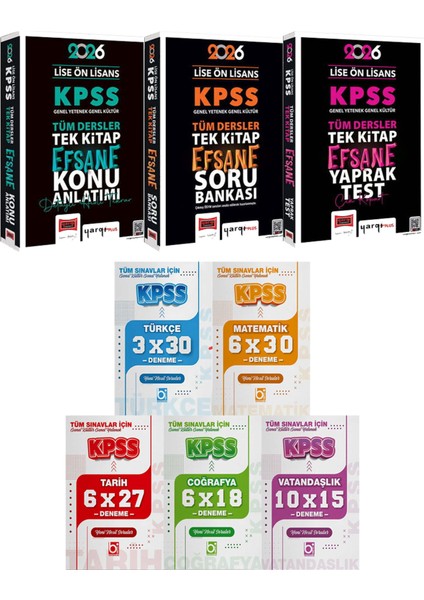 2026 Kpss Lise Ön Lisans Tek Kitap Efsane Konu Soru Yaprak Test - 5 Ders 31 Deneme