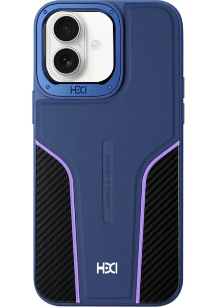 iPhone 16 HBC-264 Lambor Karbon Fiber Sport Kapak - Lacivert