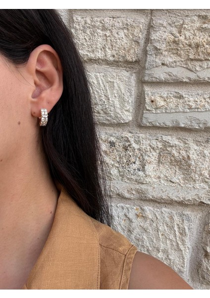 Xuping Kare Sıkı Baget Taşlı Gold Halka Küpe fırsatları