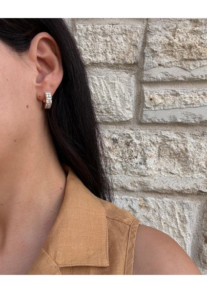 Xuping Kare Sıkı Baget Taşlı Gold Halka Küpe indirimleri