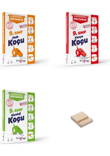 Origami 9. Sınıf Fizik Kimya ve Biyoloji Soru Bankası 3lü Set + Telefon Standı