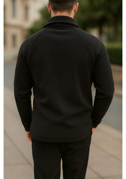 Erkek Polo Yaka Düğmeli Polar Sweatshirt Reglan Kol fiyatları