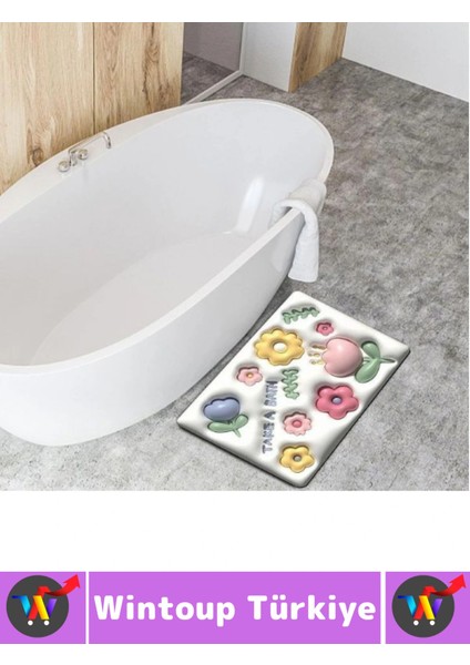 Dayanıklı Uzun Ömürlü Kaymaz Leke Tutmaz Ultra Su Nem Koku Emici Çok Şık 3D Banyo Paspası 40X60 cm fiyatları