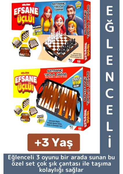 Eğlenceli Çocuk Yetişkin Aile Okul Eğitici Taşıma Çantalı Tavla Satranç Dama 3 In 1 Özel Oyun Seti