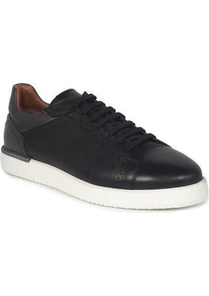Siyah Deri Sneakers Erkek Ayakkabı