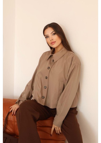 Kadın Kahverengi Düğmeli Oversize Ceket – Şehirli Stil, Modern Dokunuş indirimleri
