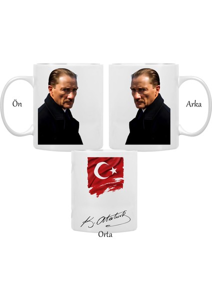 Mustafa Kemal Atatürk Porselen Kupa Bardağı