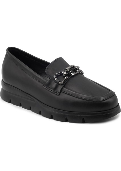 Siyah Deri Casual Kadın Ayakkabı