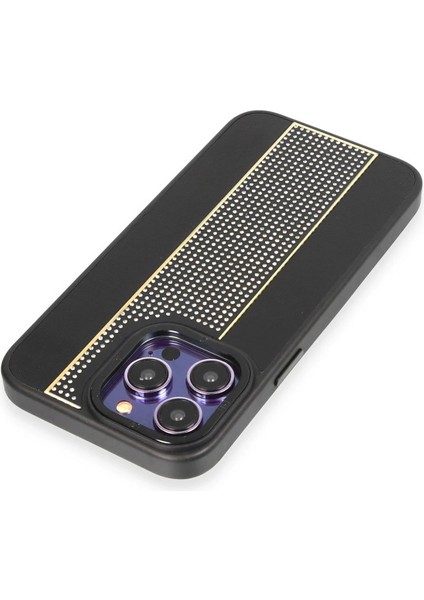 iPhone 15 Pro Kılıf HBC-160 Almera Taşlı Kapak - Siyah fiyatları