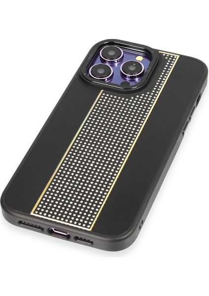 iPhone 15 Pro Kılıf HBC-160 Almera Taşlı Kapak - Siyah modelleri