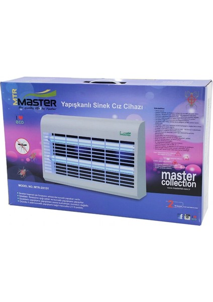 2 Ledli Sinek Öldürücü Cız Cihazı 30WYAPIŞKANLI 47.5X9X5X29CM100M2 Etkinlik Alanı MTR-2X15Y (4887)