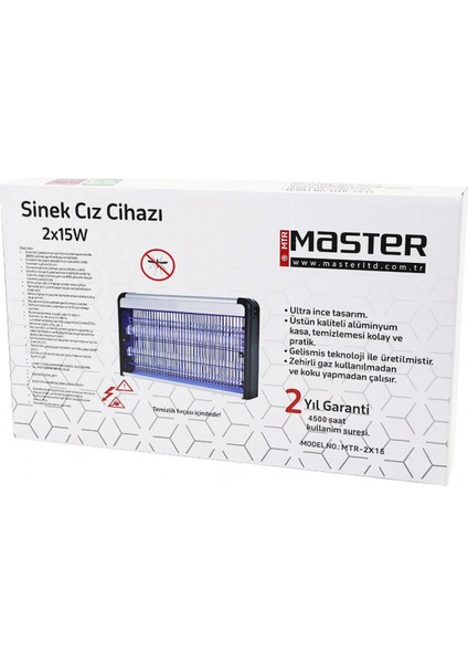 2 Ledli Sinek Öldürücü Cız Cihazı 30WYAPIŞKANLI 47.5X9X5X29CM100M2 Etkinlik Alanı MTR-2X15Y (4887) fiyatları