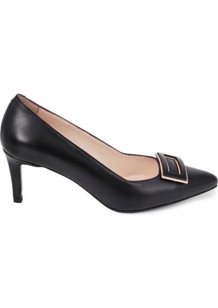 Siyah Deri Topuklu Kadın Ayakkabı modelleri