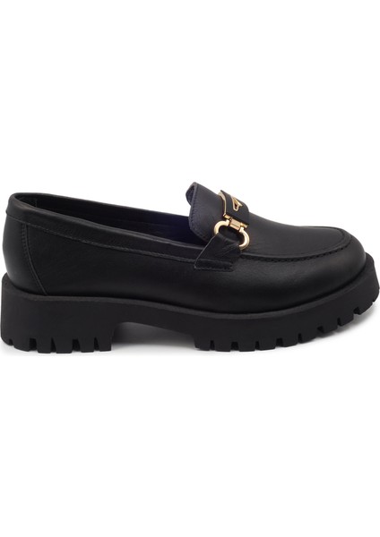 Siyah Deri Loafer Kadın Ayakkabı modelleri