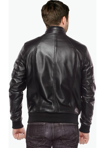 Asensio Hakiki Deri Erkek Siyah Ceket-Mont modelleri