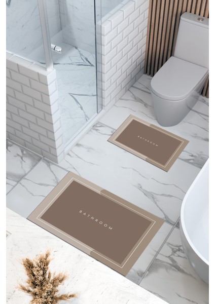 Desenli Eko Banyo Paspası, Kaymaz Taban, Makinada Yıkanabilir, 2'li Set fiyatları