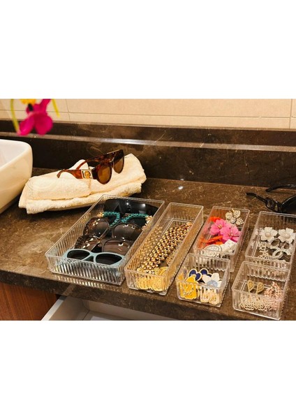 6’lı Şeffaf Çekmece Içi Organizer Seti – Kaydırılabilir Sistem modelleri