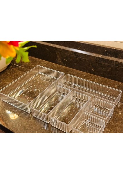 6’lı Şeffaf Çekmece Içi Organizer Seti – Kaydırılabilir Sistem fırsatları