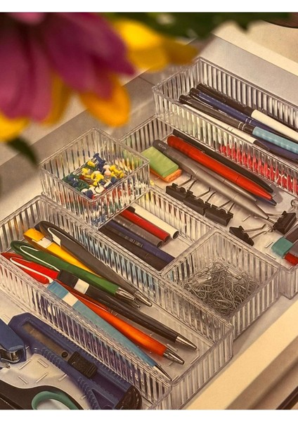 6’lı Şeffaf Çekmece Içi Organizer Seti – Kaydırılabilir Sistem