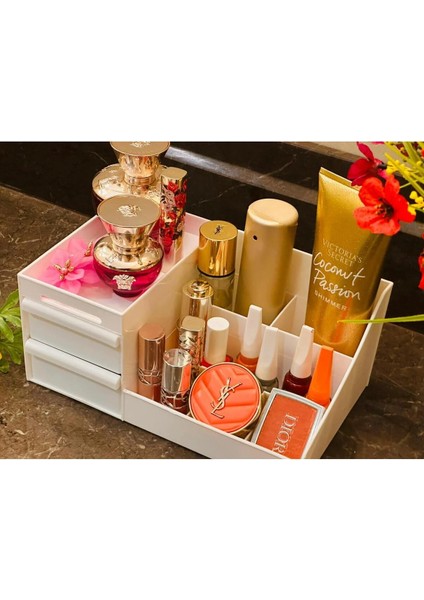 Beyaz Iki Çekmeceli Organizer, Şık ve Düzenli Bir Çözüm, 25,5 x 15,5 x 11 Cm. modelleri