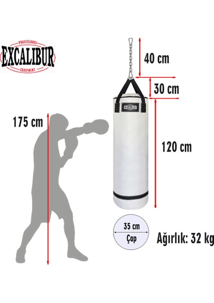 Polystar 120 x 35 cm Boks Kum Torbası Beyaz fiyatları