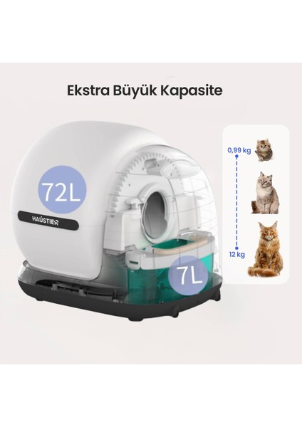 CB002 Kameralı Akıllı Otomatik Kedi Tuvaleti, App ile Uzaktan Kontrol, 72LT Hazne, 7lt Çöp Haznesi indirimleri