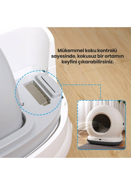 CB002 Kameralı Akıllı Otomatik Kedi Tuvaleti, App ile Uzaktan Kontrol, 72LT Hazne, 7lt Çöp Haznesi