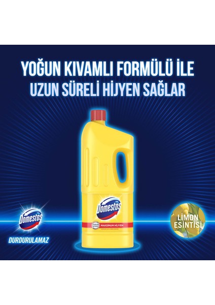 Yoğun Kıvamlı Çamaşır Suyu Limon Esintisi Maksimum Hijyen 1850 ml