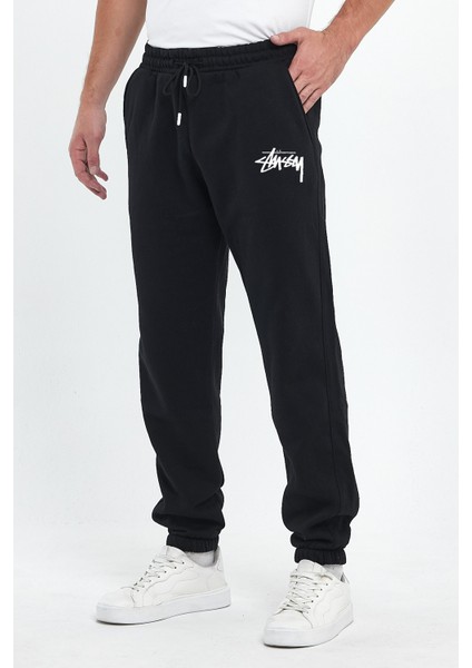 Stüssy Baskılı Regular Kışlık 3 Iplik Şardonlu Beli ve Paçası Lastikli Siyah Jogger Eşofman Altı fiyatları