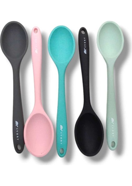 Ivory Silikon Yemek Kaşığı Pembe (27,5 Cm) 1 Adet