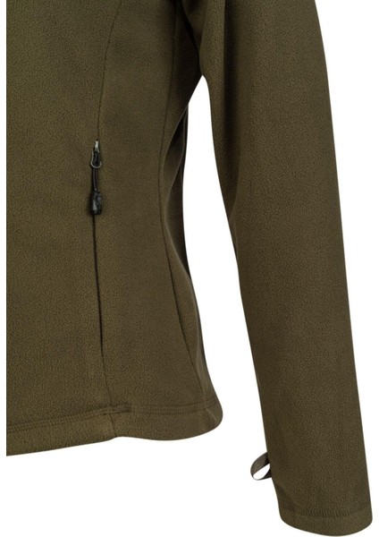 Cara Kadın Tam Fermuarlı İnce Polar Sweatshirt Haki