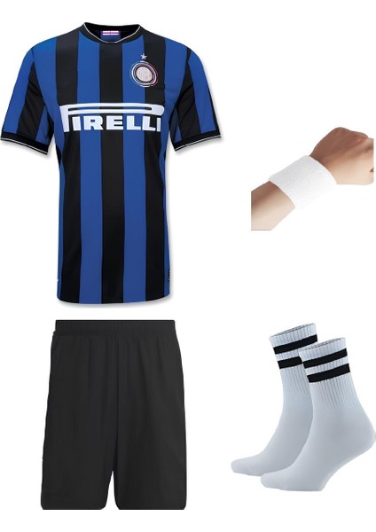Ronnald'o 9 Numara Nazario Retro Futbol Çocuk Forması 4'lü Set Çorap + Bileklik Hediyeli