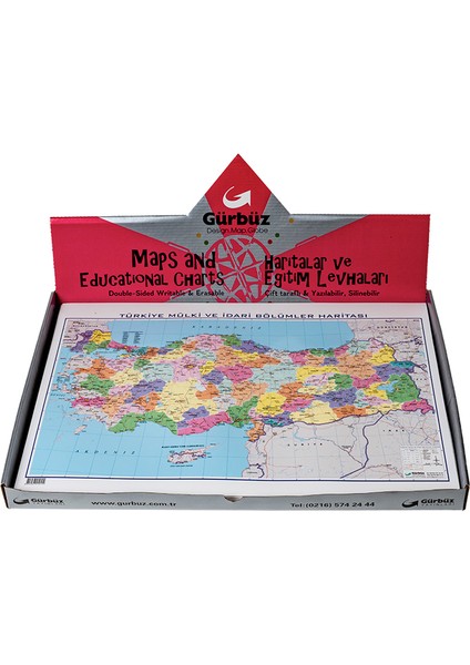 21010 Türkiye Fiziki+Siyasi KUT.35X50 50Lİ