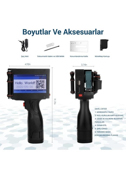 PM-10878 4.3'' Dokunmatik Ekranlı Şarjlı Endüstriyel El Tipi Portatif Mürekkep Yazıcı fırsatları
