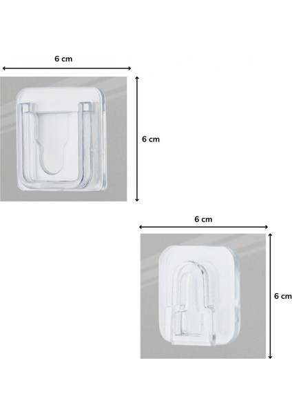 Eşya Sabitleme Askısı 10 Çift Şeffaf Çift Taraflı Yapışkanlı Geçmeli Klips (4887) indirimleri